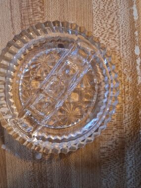 Vintage Clear Glass Divided Serving Dish